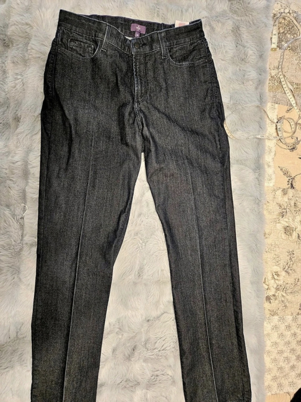 NYDJ Indigo Dark Wash Embellished Rhinestone Pocket Jeans Size 14 Made in USA